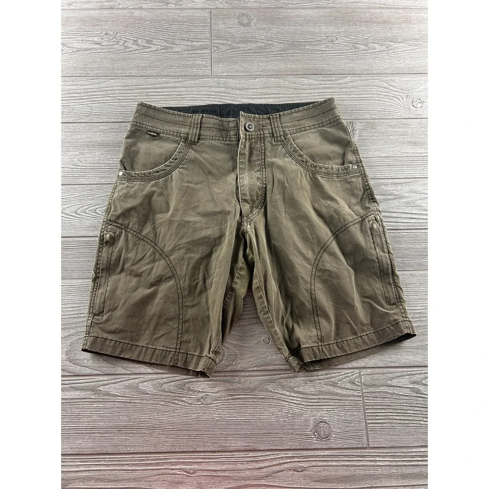 Kuhl Rydr Mens Hiking Shorts Size 30 Olive Green Cotton Blend‎ Outdoor Cargo